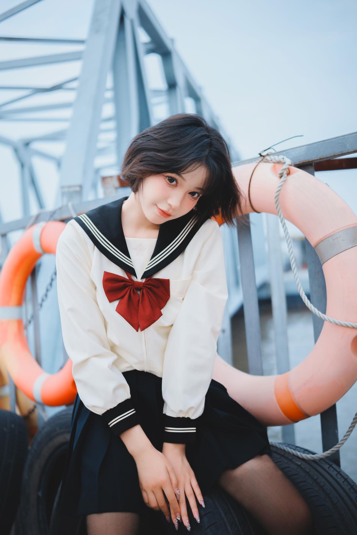 JK 少女水手服，共赴轮渡赏浪漫落日插图1