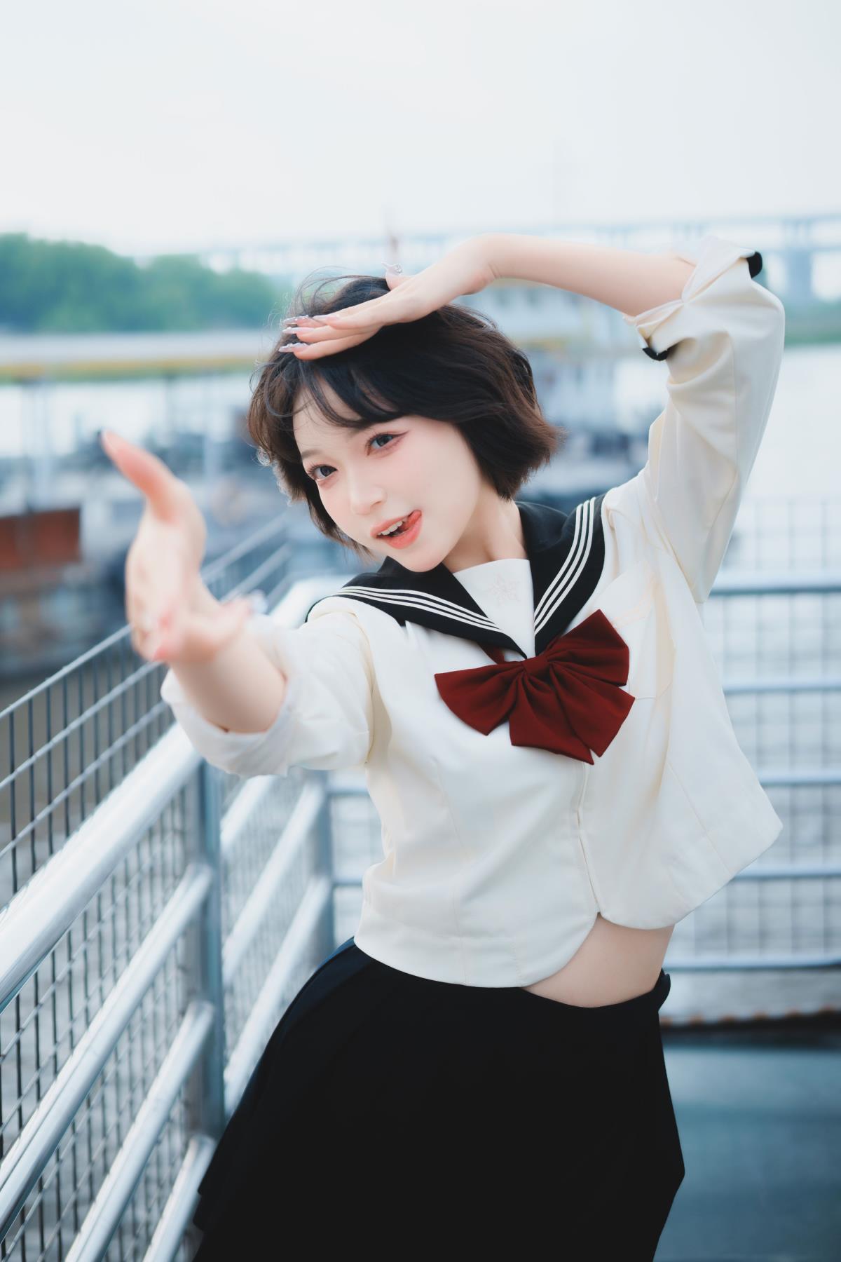 JK 少女水手服，共赴轮渡赏浪漫落日插图2