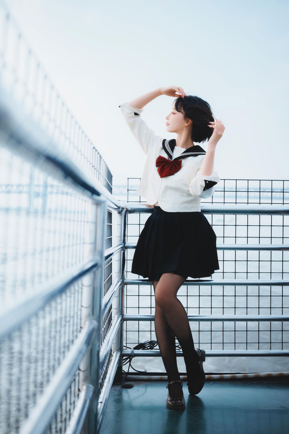 JK 少女水手服，共赴轮渡赏浪漫落日插图4