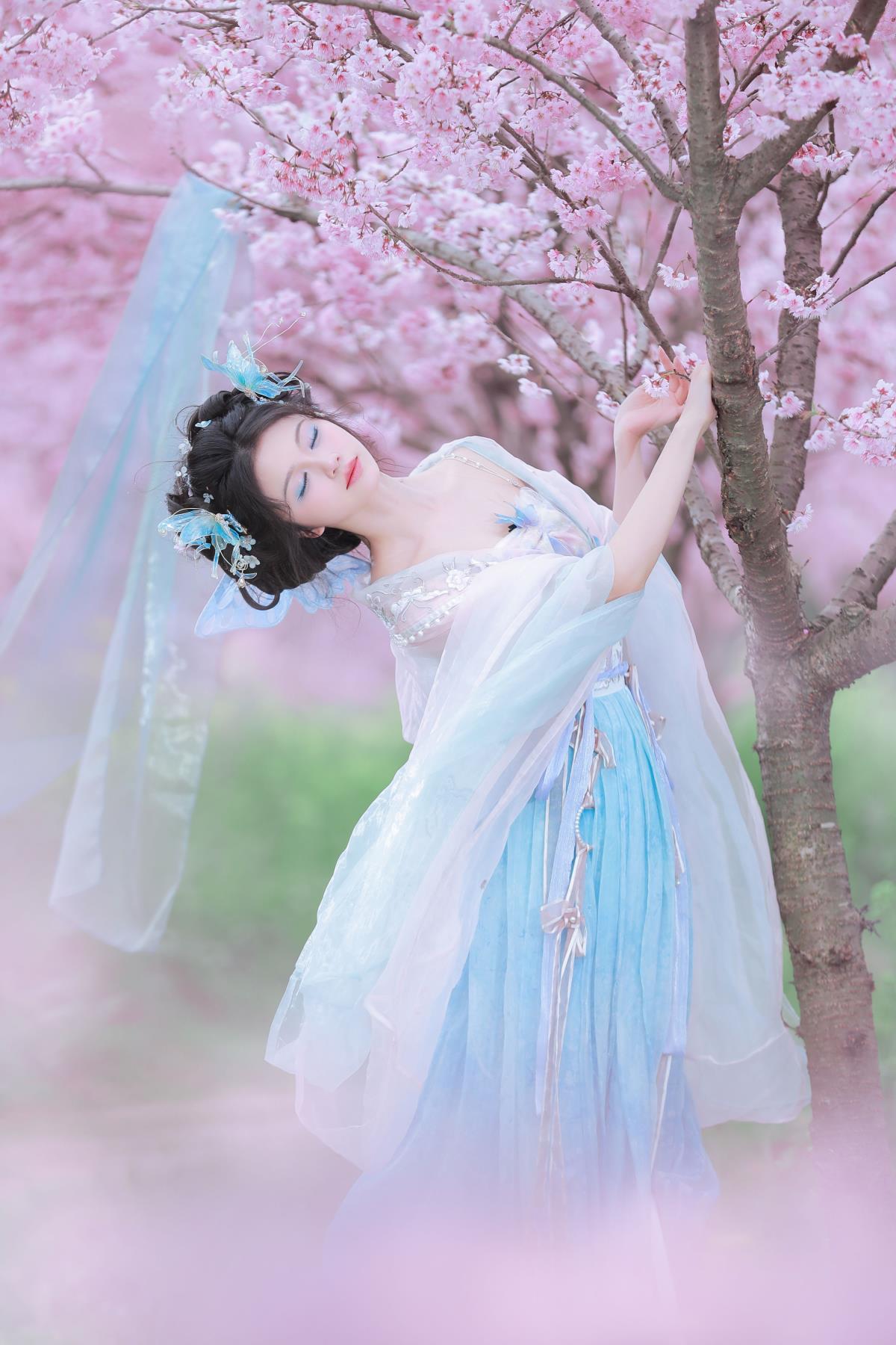 樱舞蝶衣间，邂逅古风仙女的樱花汉服梦