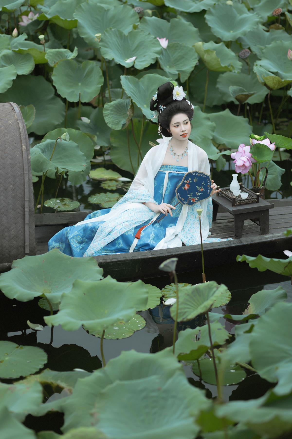 荷间独酌，邂逅古典仕女的古风花韵