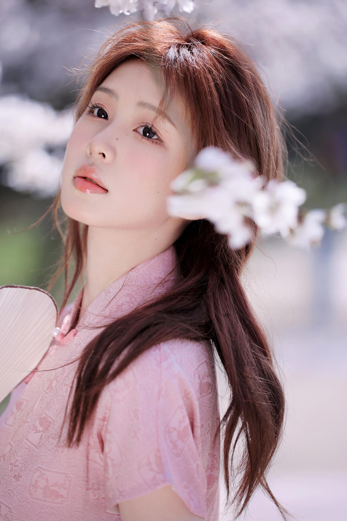 《春樱旗袍韵，白樱绘美人》