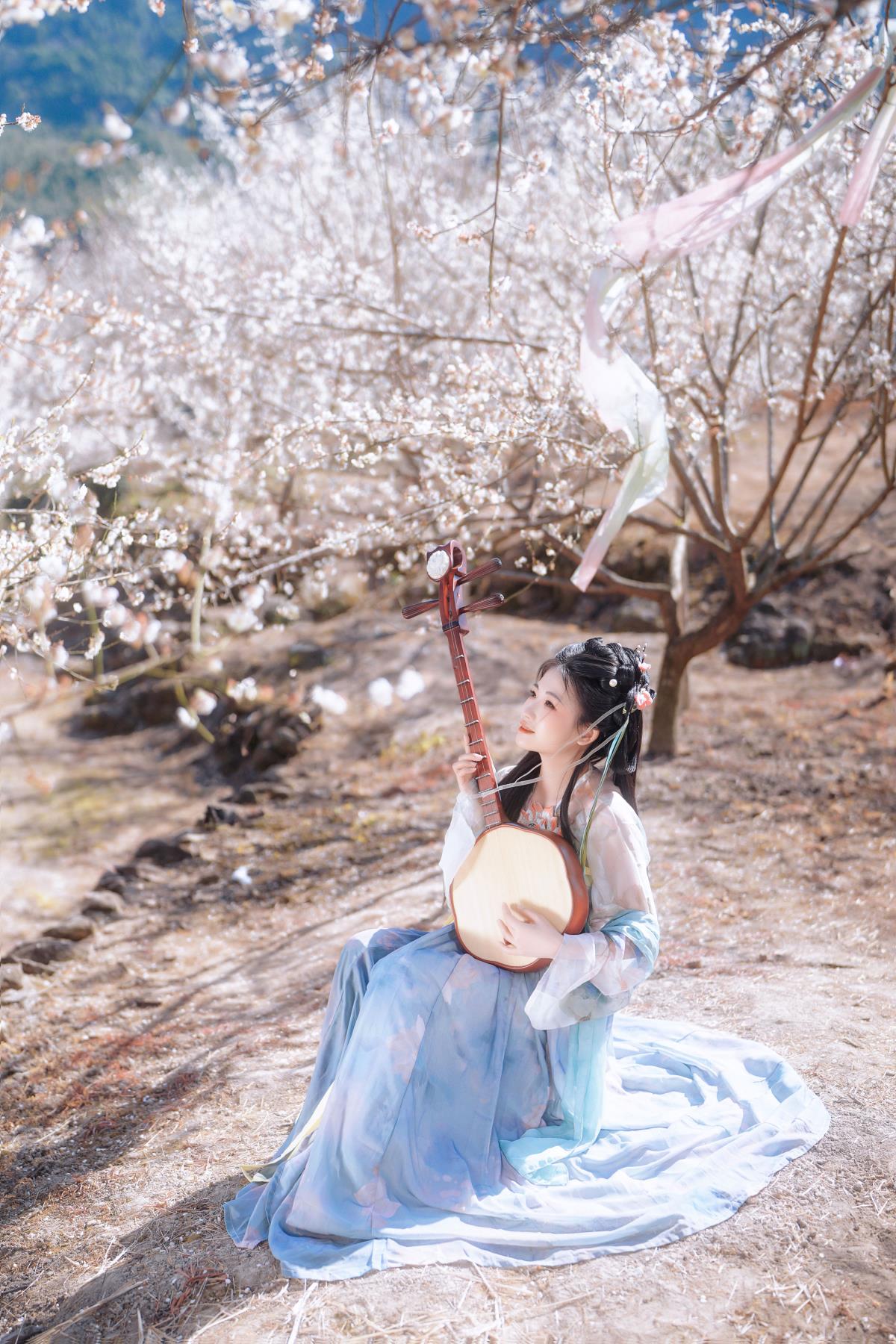 古风梅花韵：粉腕琵琶探春情
