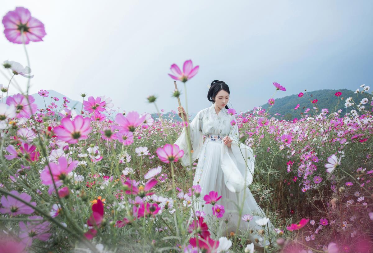 娑萝与格桑花：秋凉中绽放的古装汉服风情